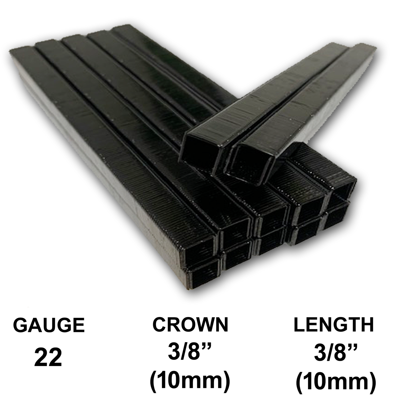 22Ga 22 Gauge Staples 3/8" Inch 10mm Crown 3/8" Inch 10mm Long Length Black Upholstery Staples