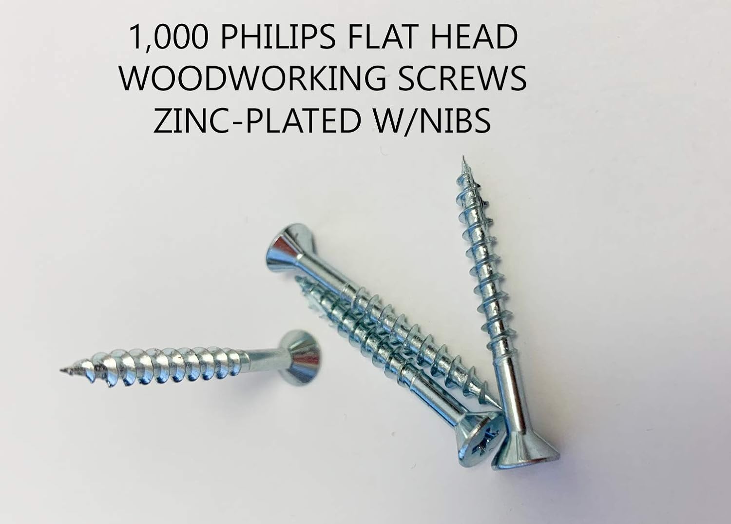 (1,000 Screws) #8 2" Screws 8x2 inch 50mm Woodworking Screws #2 Philips Flat Head Wood Screws Auger Point Deep Thread Countersinking Nibs Zinc Plated PBS T17 Cabinets + Interior