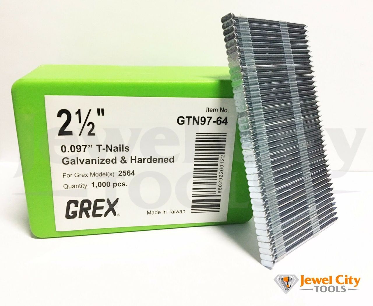 Grex 0.097" GTN97-64 2-1/2" T-Nails for Concrete Galvanized & Heat Treated  (Qty: 1,000)